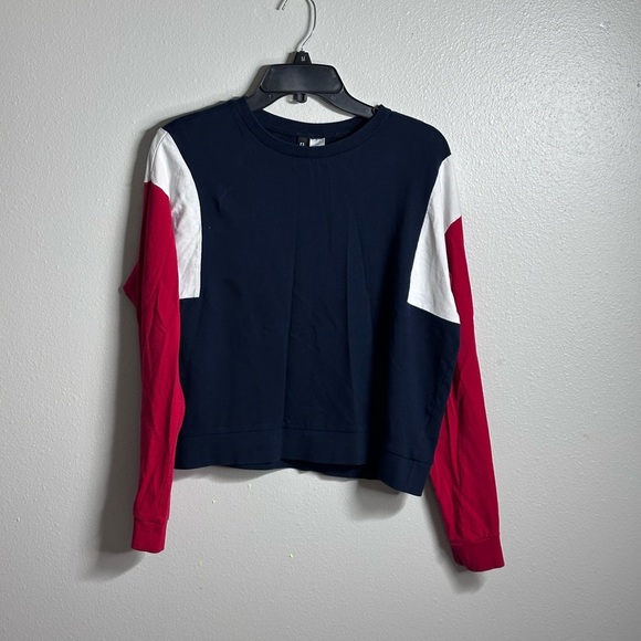 H&M Divided Multi Color Red Navy White Long Sleeve Pullover Sweater‎ Size M - Picture 1 of 6